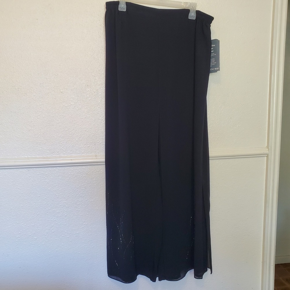 Adrianna Papell Evening Essentials Black Beaded Palazzo Pants Plus Size 1X NWT